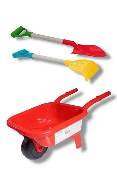 BYCEGU Red Color Beach Sand Activity Toy Hand Car with Picks and Shovel