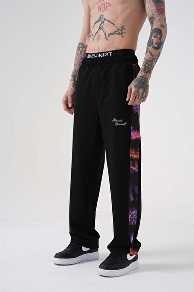 Machinist Men's Motıvate Yourself Printed Organic Cotton Oversize Black Sweatpants