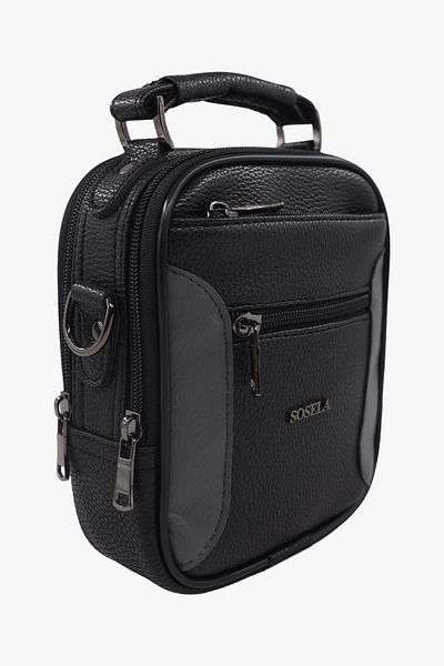 SOSELA 45-3023 Medium Size Men's Black-Grey Handbag