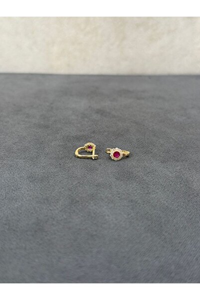 ARSLANTAŞ 1989 14 Ayar Altın Pembe Taşlı Çocuk Küpesi