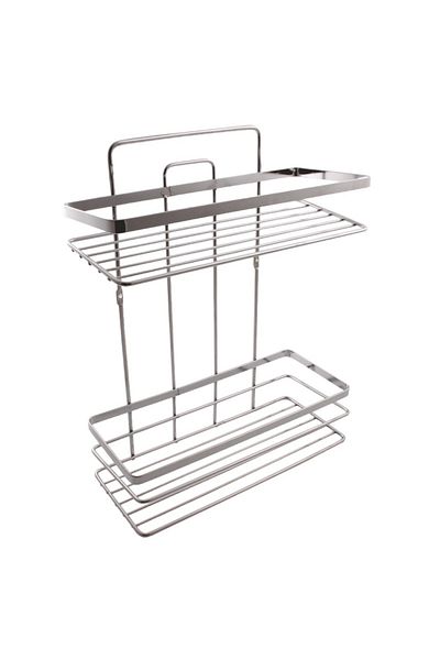 flores Metal bathroom shelf, two rectangular shelves with frame, 27 x 11 cm, height 340 mm