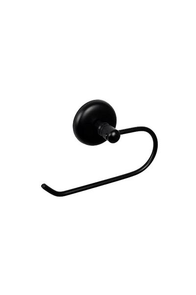 flores Metal holder, with hook, for toilet paper, adhesive fastening, matte black, 160 mm