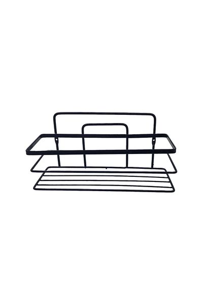 flores Bathroom shelf, made of metal, one rectangular shelf with frame, matte black, SB007B, 270 x 110 mm