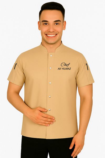 Üniformanya Jachetă de bucătar cu nume Cadou Jachetă de bucătar cu mânecă scurtă Îmbrăcăminte de bucătar Cămașă de bucătar Tricou de bucătar