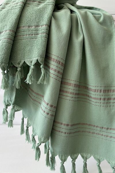 Sevim 100% Cotton Towel Peshtemal - Soft Pool & Beach Towel - Çağla - 90X170 cm