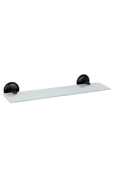 flores Transparent glass shelf with pattern, glue-on, matt black, 400 mm