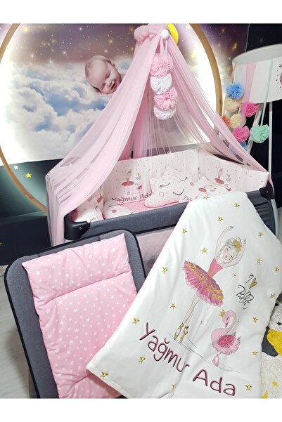 Baby Clime 70x110 İsimli Bebek Uyku Seti - Park Beşik İçin, Cibinlikli, Dijit...