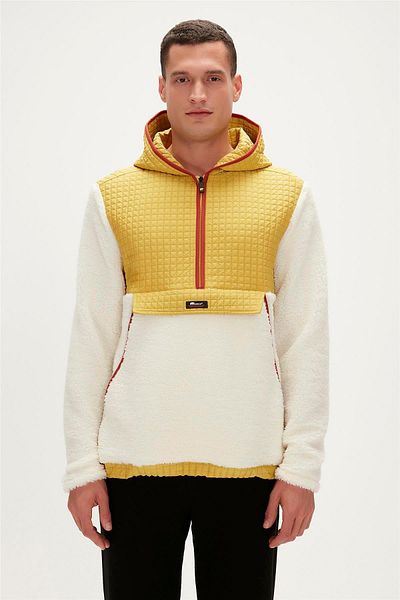 Bad Bear سويت شيرت رجالي من Leonard Half Zip Plush بياقة واقفة باللون البيج