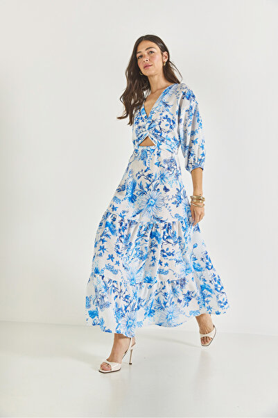 Bianco Lucci Жіноча довга лляна сукня з детальним візерунком "Вітрина" 3025 60283273