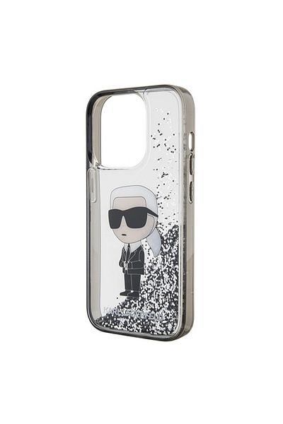 Karl Lagerfeld Case for IPhone 15 Pro, Liquid Glitter Hardcase, Karl Lagerfeld - Transparent Glitter