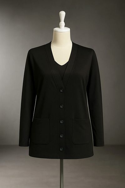 FATELLA Women's Mother Thin Combed Cotton Seasonal Short Model Pocket Buttoned Front Jacket Short Cardigan