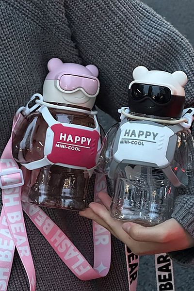 gifted Robottle Pink Figured Water Bottle Robot Flask Polycarbonate Water Bottle 800ml School Water Bottle