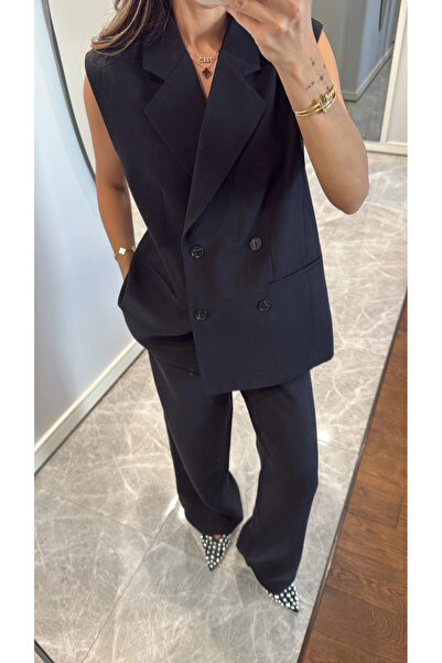 My Blog Fekete fekete gombos mellény nadrágkosztüm - 9568