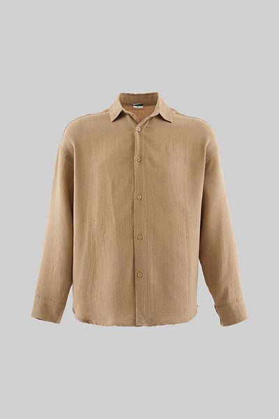 Machinist Men's Basic Long Sleeve Cotton Camel Shirt