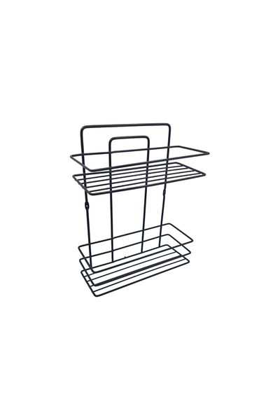 flores Bathroom shelf, metal, two rectangular shelves, matte black, SB005B, 270 x 110 mm