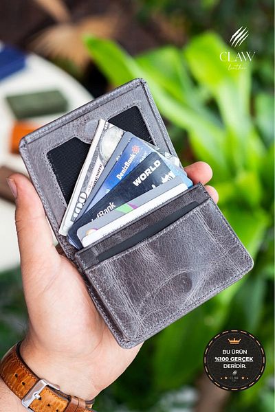 clawleather Crazy Leather Unisex Card Holder Wallet