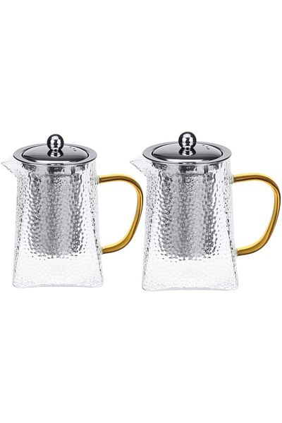 Quasar & Co. Set of 2 Quasar & Co.® teapots, for tea/coffee with infuser, 1x650ml, 1x750ml, borosilicate glass/stainless steel