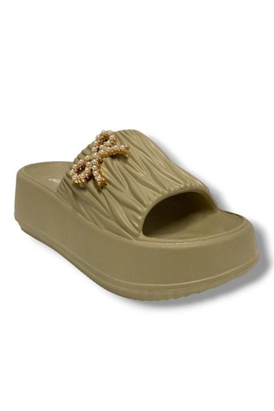 AKINAL Akınal E462.Z.0001 Eva Anatomical Pearl Stone Ribbon Women's Slippers