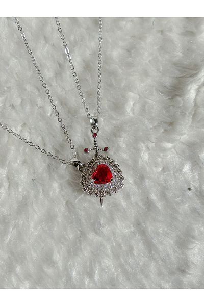 Reorah Collection Heart Sword Couple Necklace