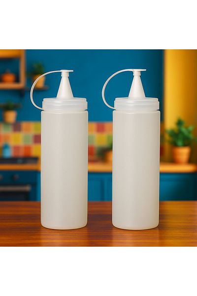 Cooking by Heinner Set of 2 plastic sauce pots with lid and stopper, Transparent, 500 ml