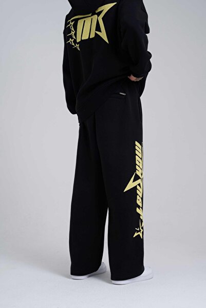 Machinist Men's Stars Embroidered Baggy Oversize Black Sweatpants