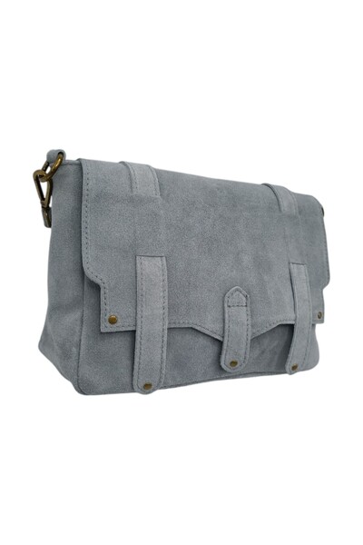 EVoStyle Geanta EVoStyle ME25, Piele Naturala Suede Italia, Culoare Gri Desch...