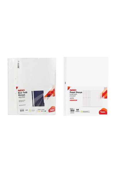 Noki Ring Binder + Bag File Office Set (50Pcs White Ring Binder + 100Pcs Bag File)