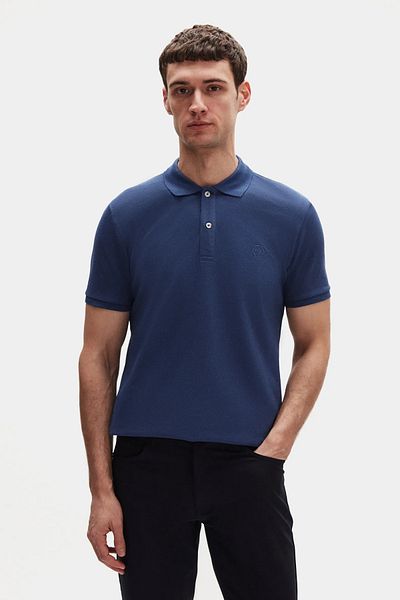 D'S Damat Ds Damat Regular Fit Burgundy / Indigo / Stone Pique Textured 100% Cotton Polo Collar T-Shirt