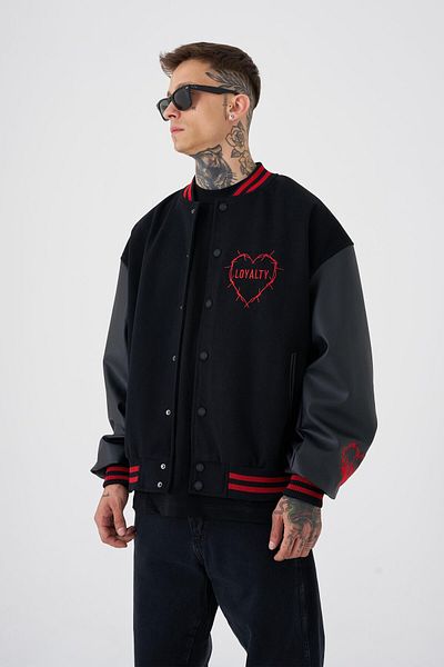 Machinist Men's Hell Fire Club Oversize Bomber Jacket Black