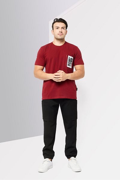 Lamborghini Men Sportswear Fit Short Sleeve Outdoor T-Shirt, Maroon