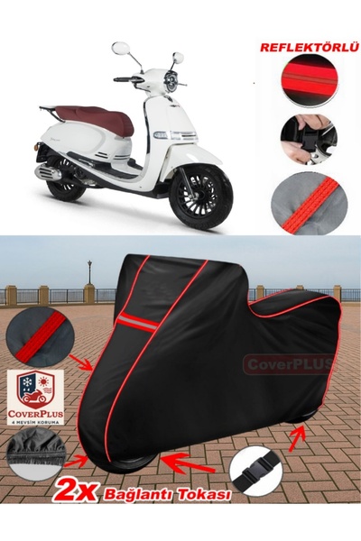 CoverPlus Rks Galaxy Gold 125 قماش القنب الأسود للدراجات النارية قماش القنب غ...