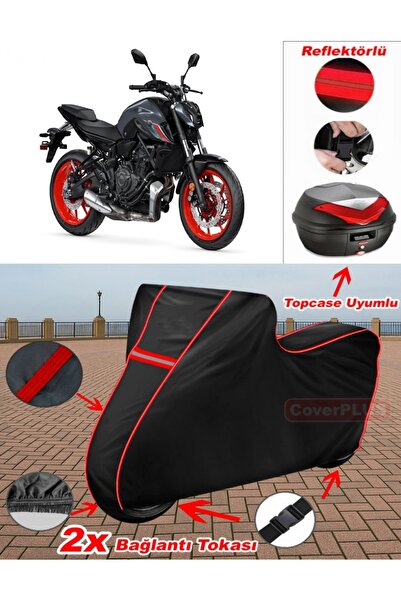 CoverPlus Yamaha MT-07 قماش القنب الأسود Topcase الخلفي متوافق مع القماش القط...