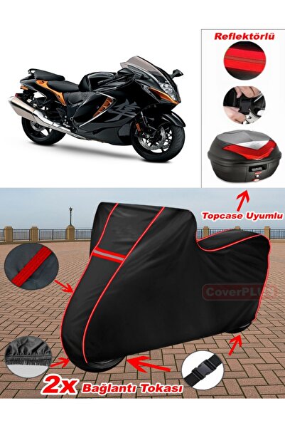 CoverPlus قماش سوزوكي GSX-R 1300 هايابوسا مشمع أسود اللون متوافق مع الحقيبة ا...