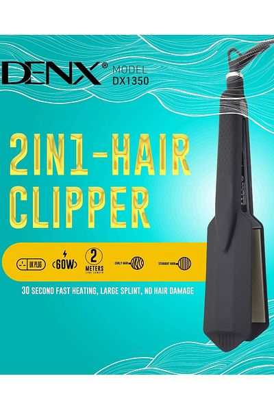 Denx مكواة فرد وتجعيد الشعر 2 في 1 مع تسخين سريع في 30 ثانية وإعدادات حرارة متعددة للجميع