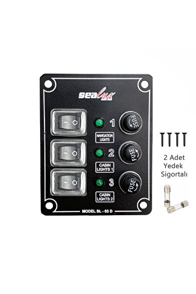 SomayStore Tekne Switch Panel Kontrol Paneli Dikey Model 3 Anahtar 80 X 100 Mm