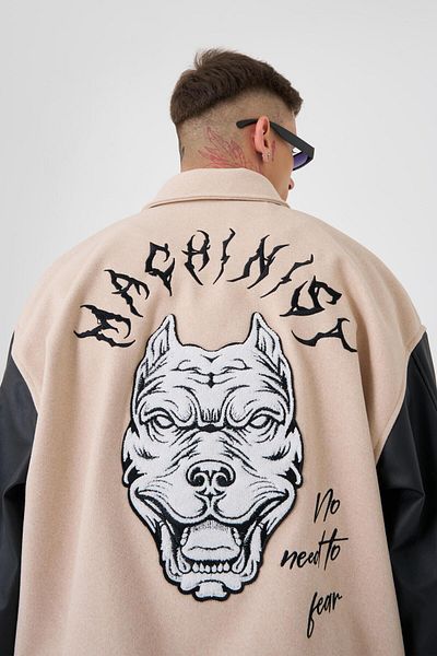 Machinist Jachetă bomber oversize pentru bărbați, BEIGE
