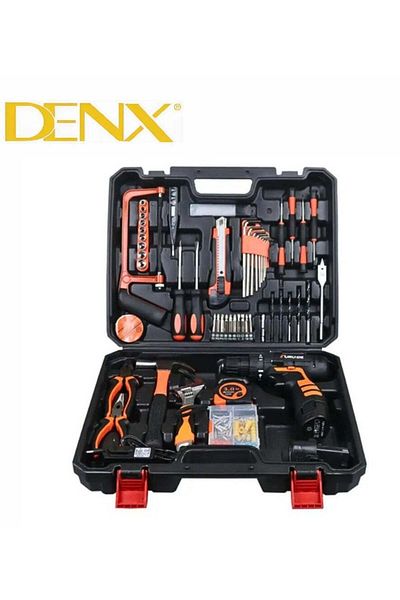 Denx مثقاب لاسلكي وأدوات مع بطارية 1300 مللي أمبير/ساعة وجهد 12 فولت وسرعة متغيرة - من دينكس