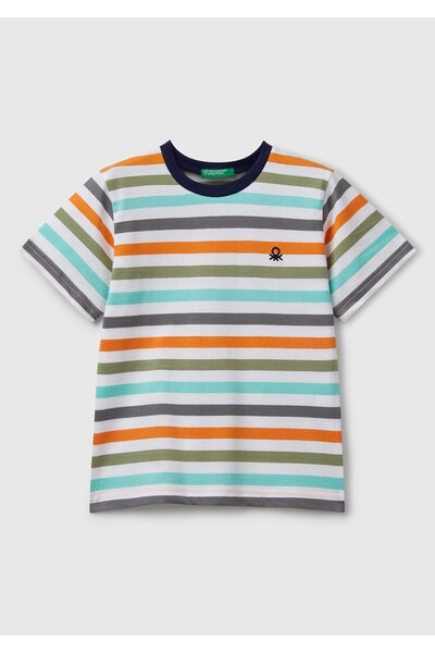 Benetton Μπλουζάκι για αγόρια Mix Bnt-B ριγέ