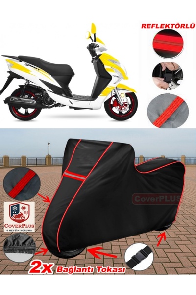 CoverPlus Yuki Yb 150 Jumbo Tarpaulin Black Motorcycle Tarpaulin Engine Cover...