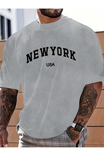 AN Trend Moda Plus Size Men's Stylish Letter Printed New York T-Shirt, Comfor...