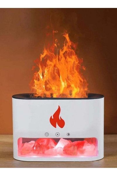 Denx مرطب هواء معطر، مرطب هواء على شكل نار، ناشر هواء بتأثير لهب ملح الهيمالايا