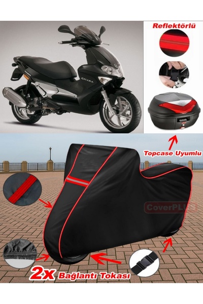 CoverPlus Gilera Runner VXR 200 قماش القنب الأسود Topcase الخلفي متوافق مع ال...