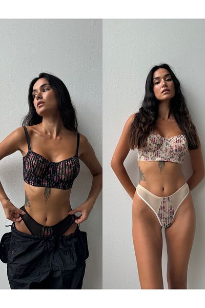 Cansoy Set de sutien fără cupă cu imprimeu floral din 2 piese (693TK)