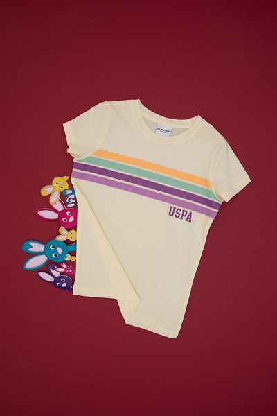 U.S. Polo Assn. Girl's Cream Basic T-Shirt 50306253-Vr071