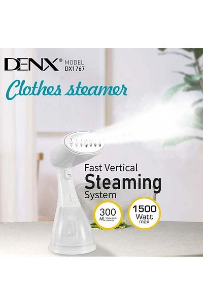 Denx مكواة بخار محمولة مع بخار قوي 30 جرام/الدقيقة، تسخين سريع لمدة 25 ثانية، مكواة بخار يدوية مثالية للملابس