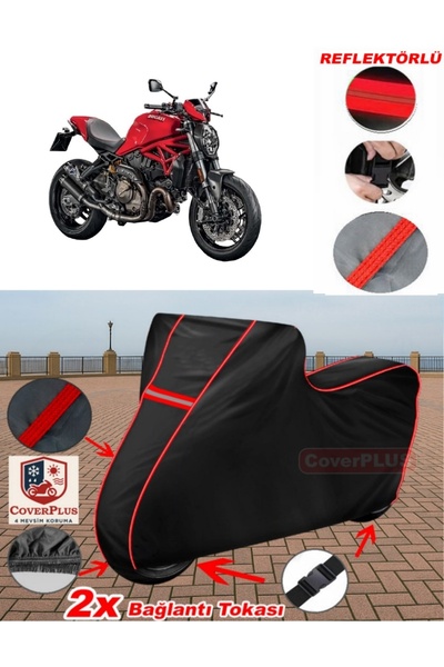 CoverPlus Ducati Monster 821 Tarpaulin Black Motorcycle Tarpaulin Engine Cove...
