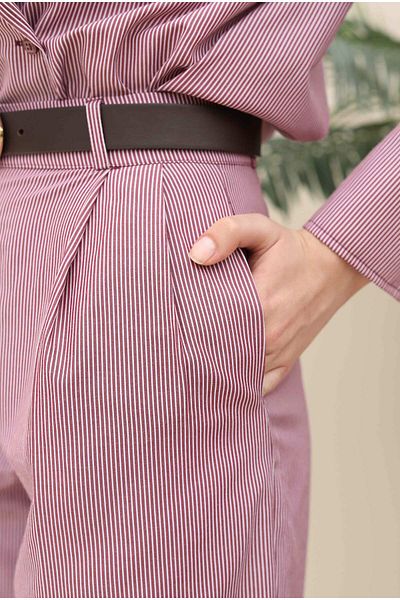 HEQA Pantaloni cu picioare late cu dungi Roșu Claret