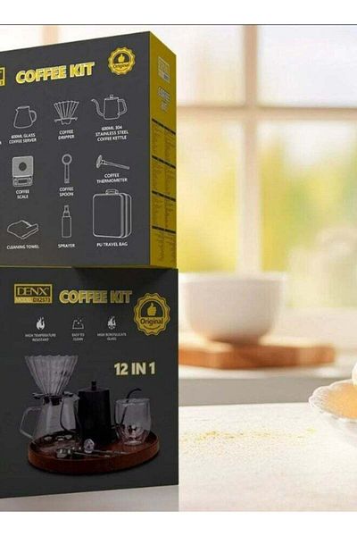 Denx مجموعة مكونة من 12 قطعة من أدوات تقطير القهوة مع حقيبة أدوات