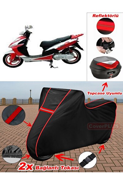 CoverPlus Mondial 180 Z-ONE S Tarpaulin BLACK Topcase Rear Bag Compatible Mot...