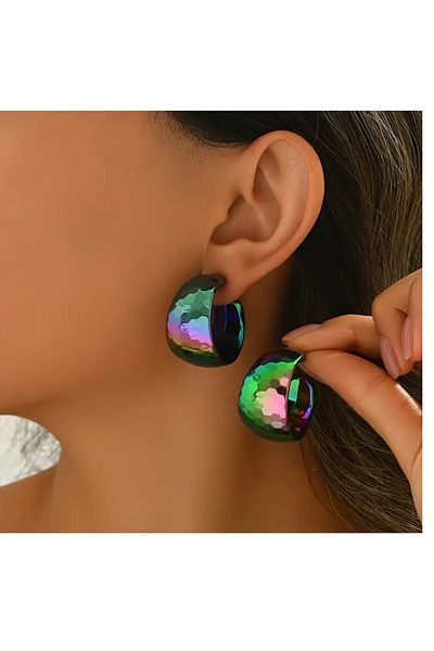 mos&more Pink Sparkle Shiny Women's Hoop Earrings